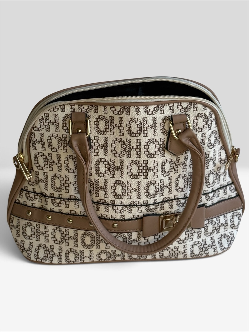 Tan Monogram Satchel Handbag
